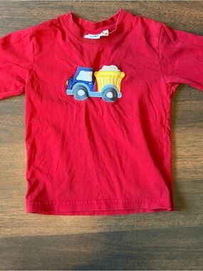 Red Long Sleeve Tee with Truck Applique - Kids